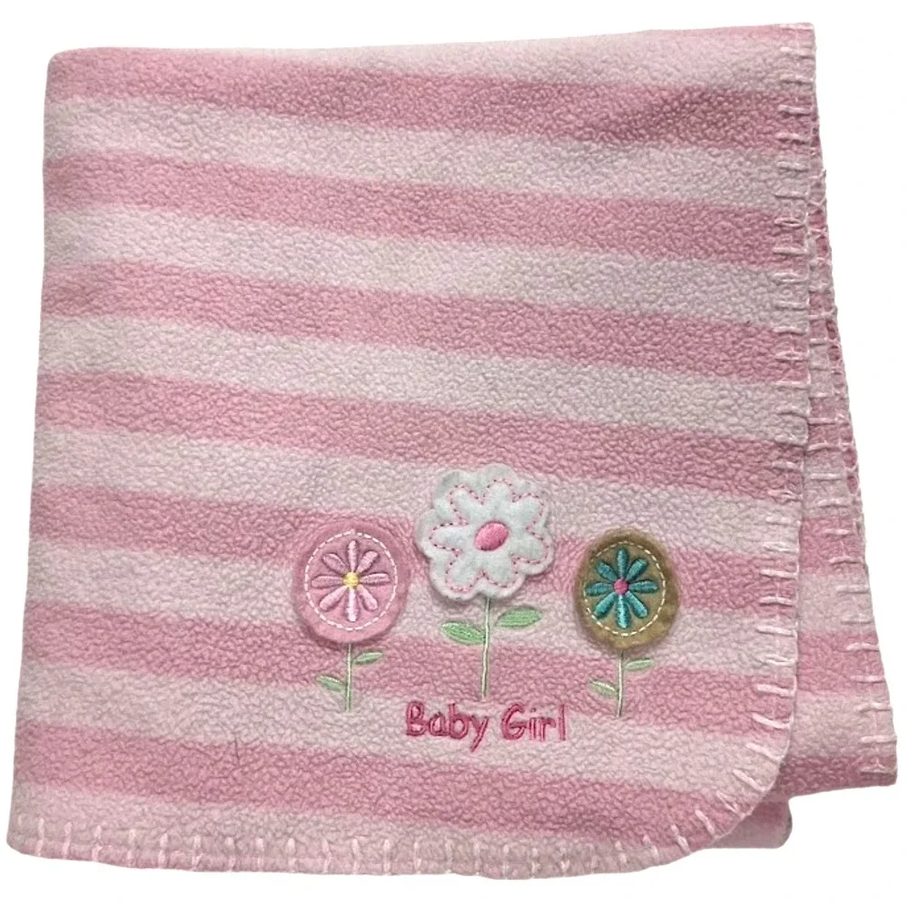 Circo Pink Stripe BABY GIRL Flower Fleece Thin Blanket Target Lovey Security